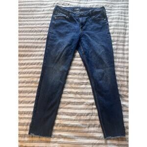 Old Navy Super Skinny Jeans Rockstar Mid Rise Women's Blue Size 10 Raw Hem 30x25